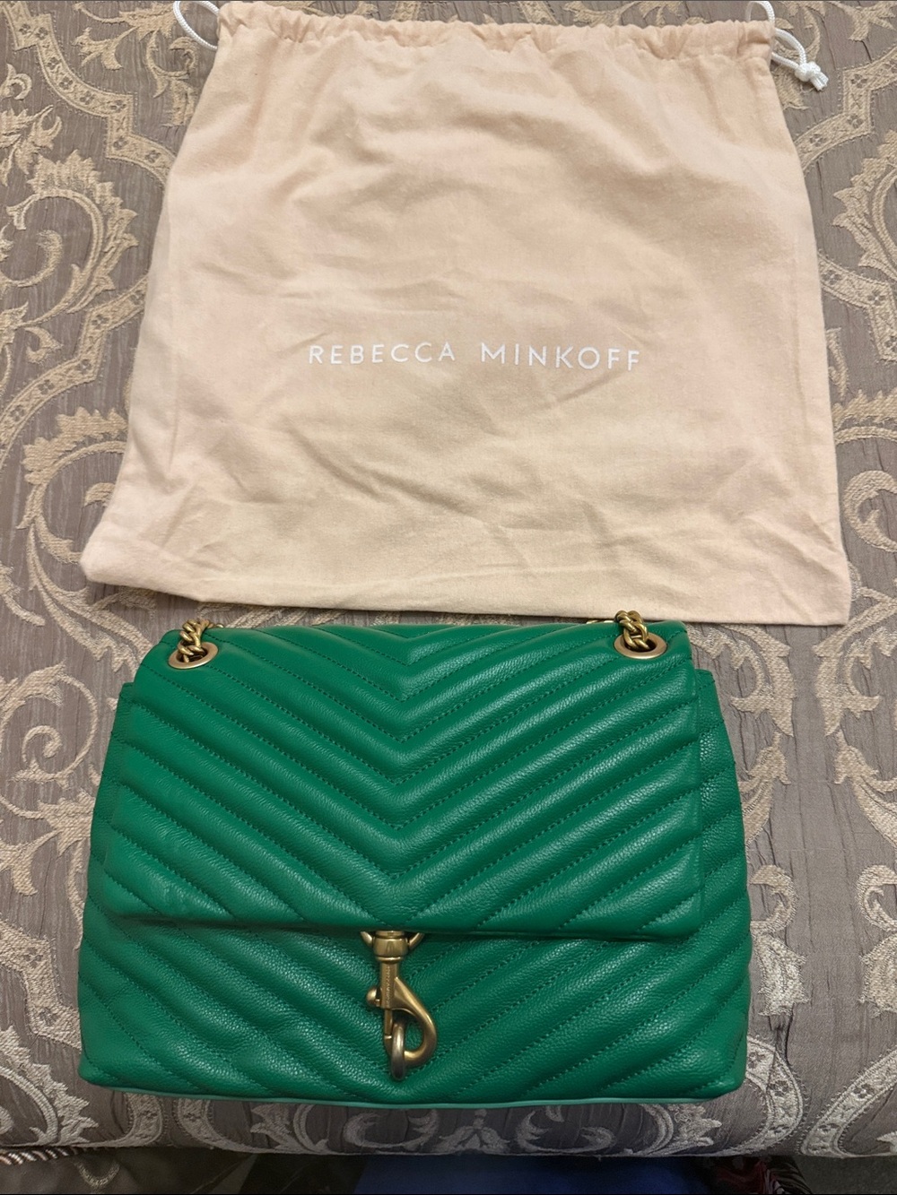 Rebecca Minkoff Green Quilted Shoulder Bag with Gold Chain - Picture 7 of 7